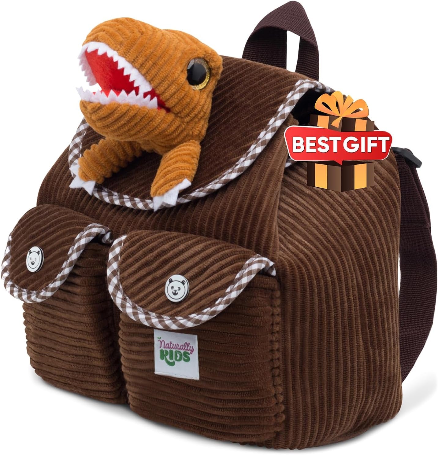 Dinosaur Backpack for Kids 3-5, Toddler Backpack for Boys with Detachable Dinosaur Toy with Pockets and Reflective Logo Patch