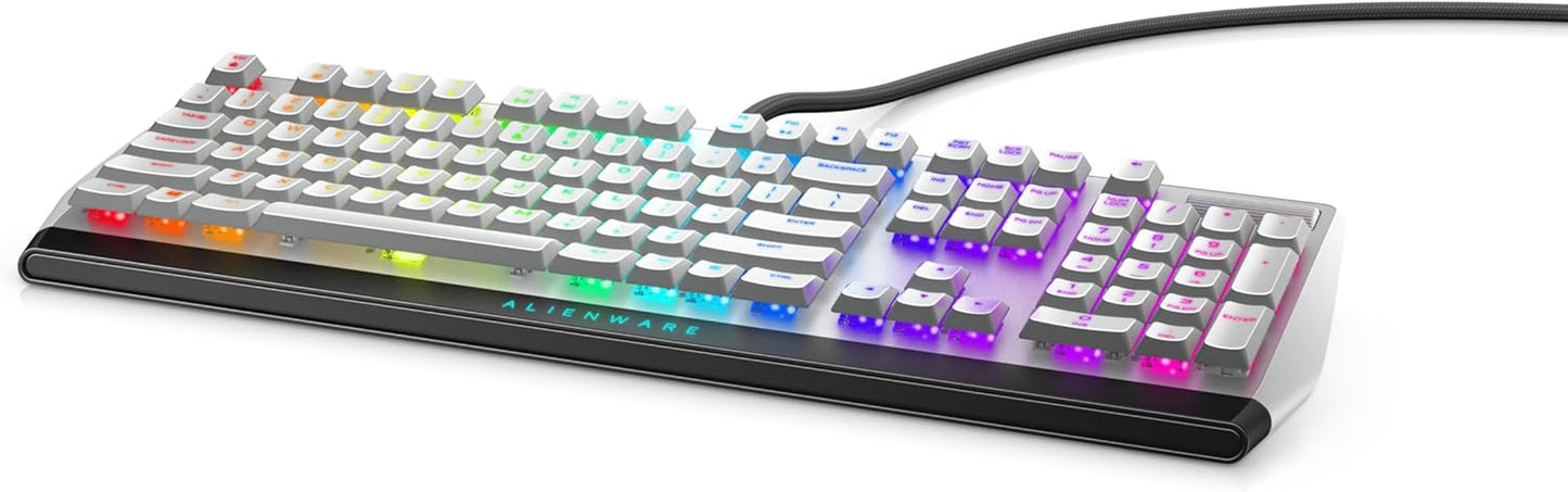 Low-Profile RGB Gaming Keyboard AW510K, Alienfx per Key RGB LED Color Backlighting, Media CONTROLS & USB Passthrough, Cherry MX Low Profile Red Switches