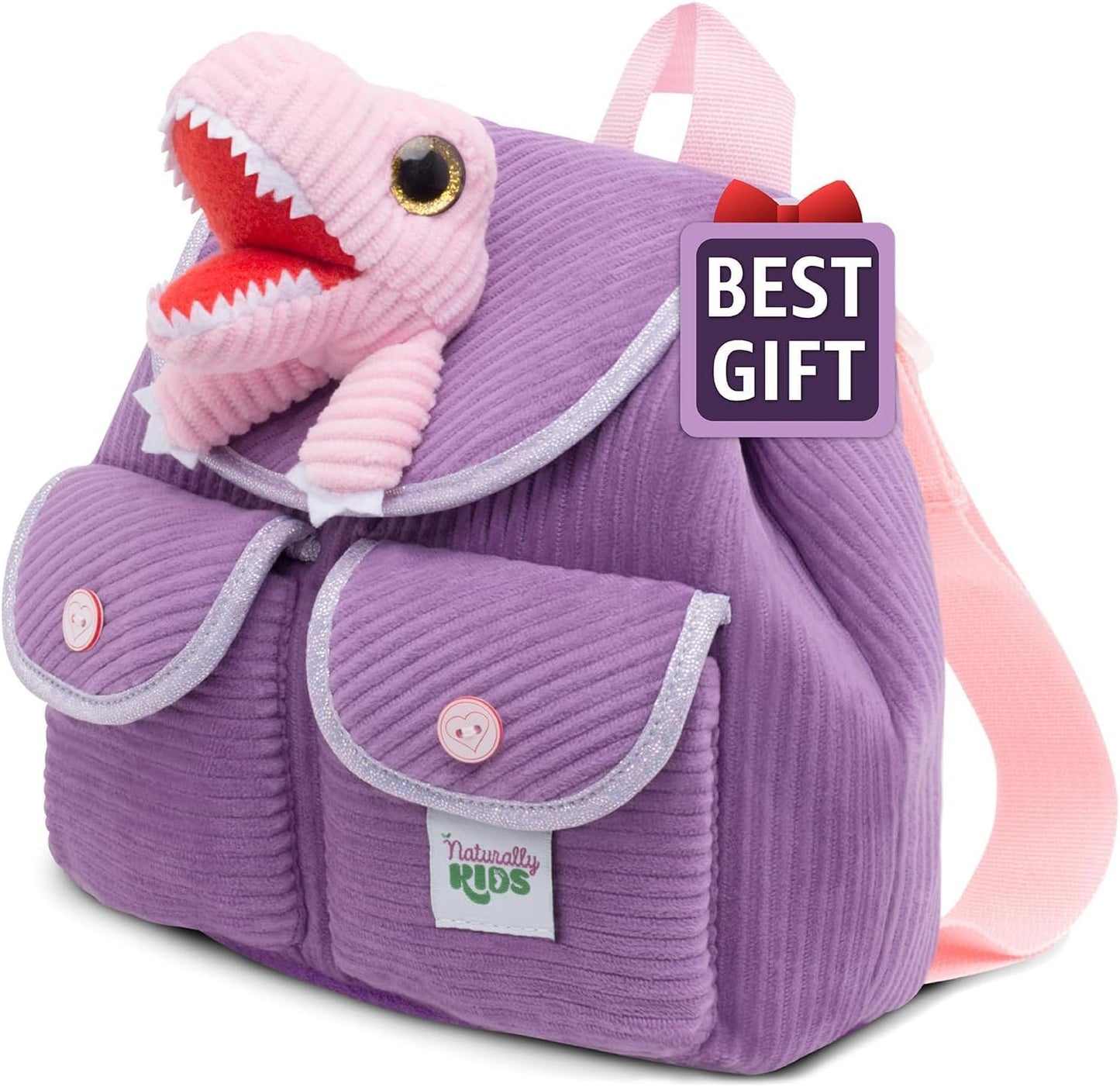 Dinosaur Backpack for Kids 3-5, Toddler Backpack for Boys with Detachable Dinosaur Toy with Pockets and Reflective Logo Patch