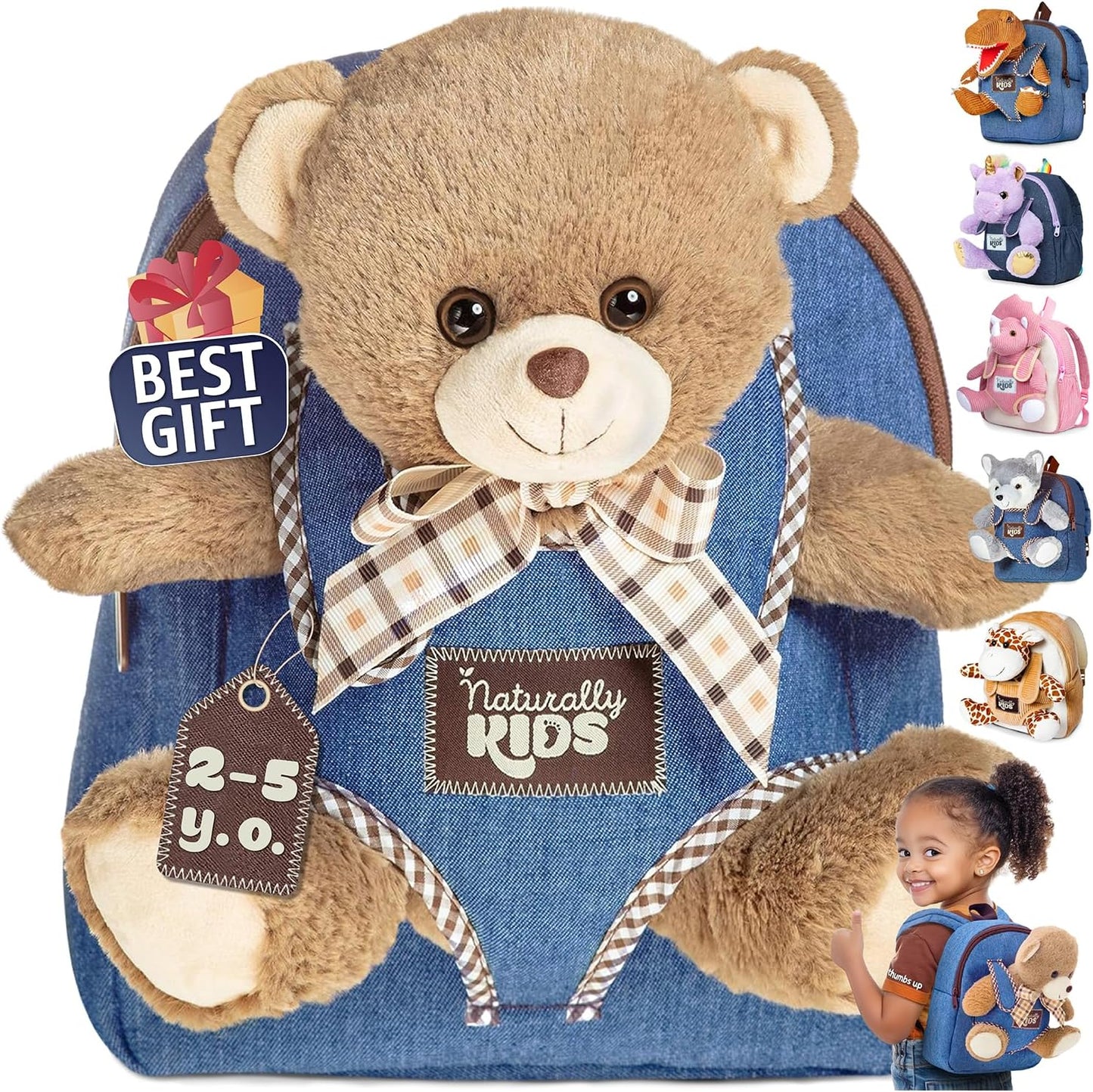 Dinosaur Backpack for Kids 3-5, Toddler Backpack for Boys with Detachable Dinosaur Toy with Pockets and Reflective Logo Patch