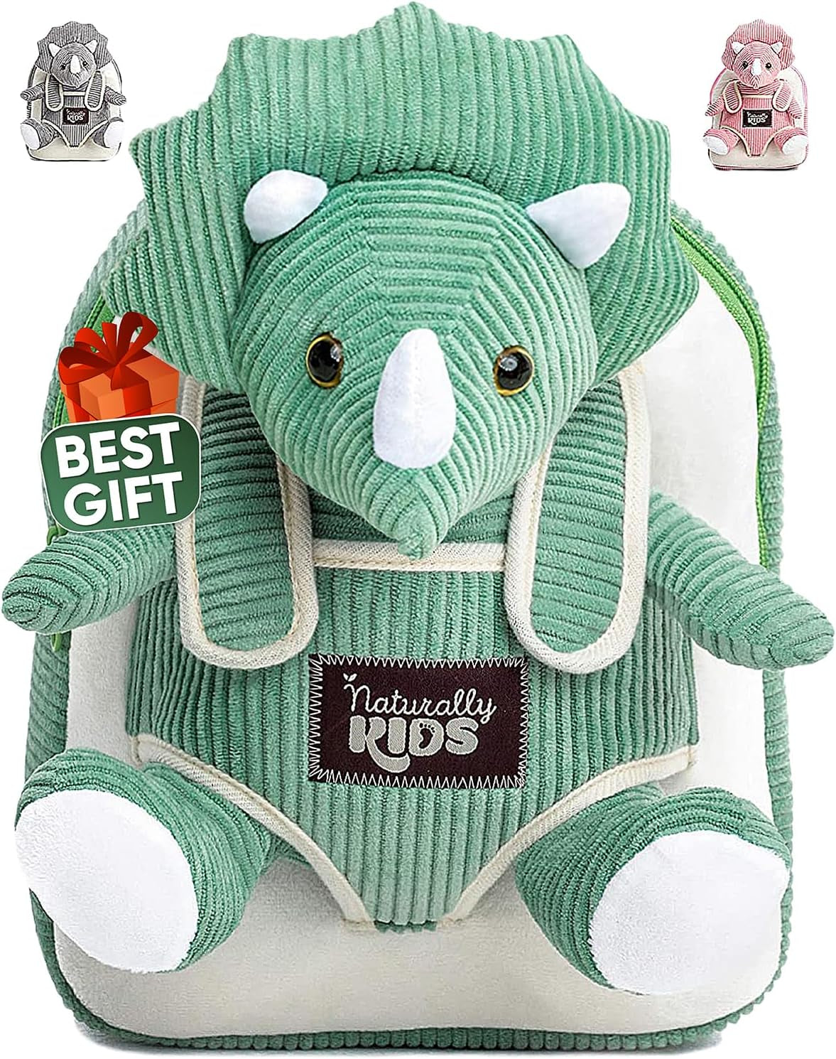 Dinosaur Backpack for Kids 3-5, Toddler Backpack for Boys with Detachable Dinosaur Toy with Pockets and Reflective Logo Patch