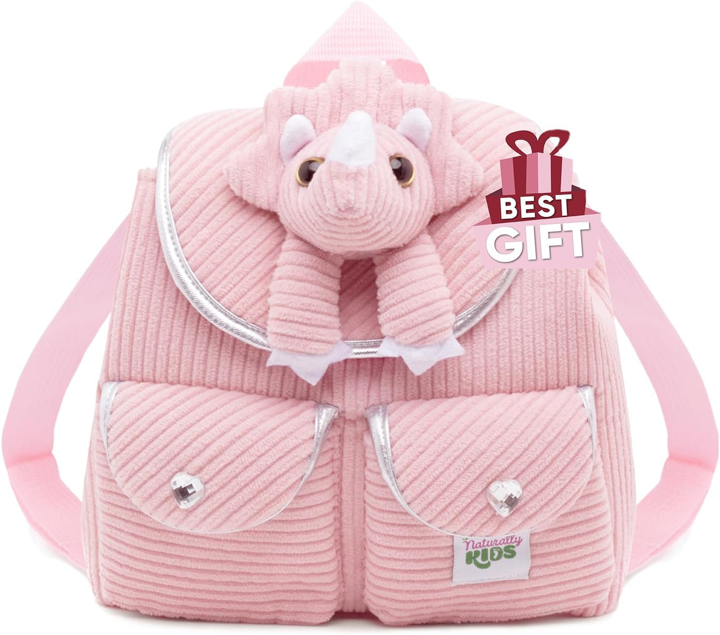 Dinosaur Backpack for Kids 3-5, Toddler Backpack for Boys with Detachable Dinosaur Toy with Pockets and Reflective Logo Patch