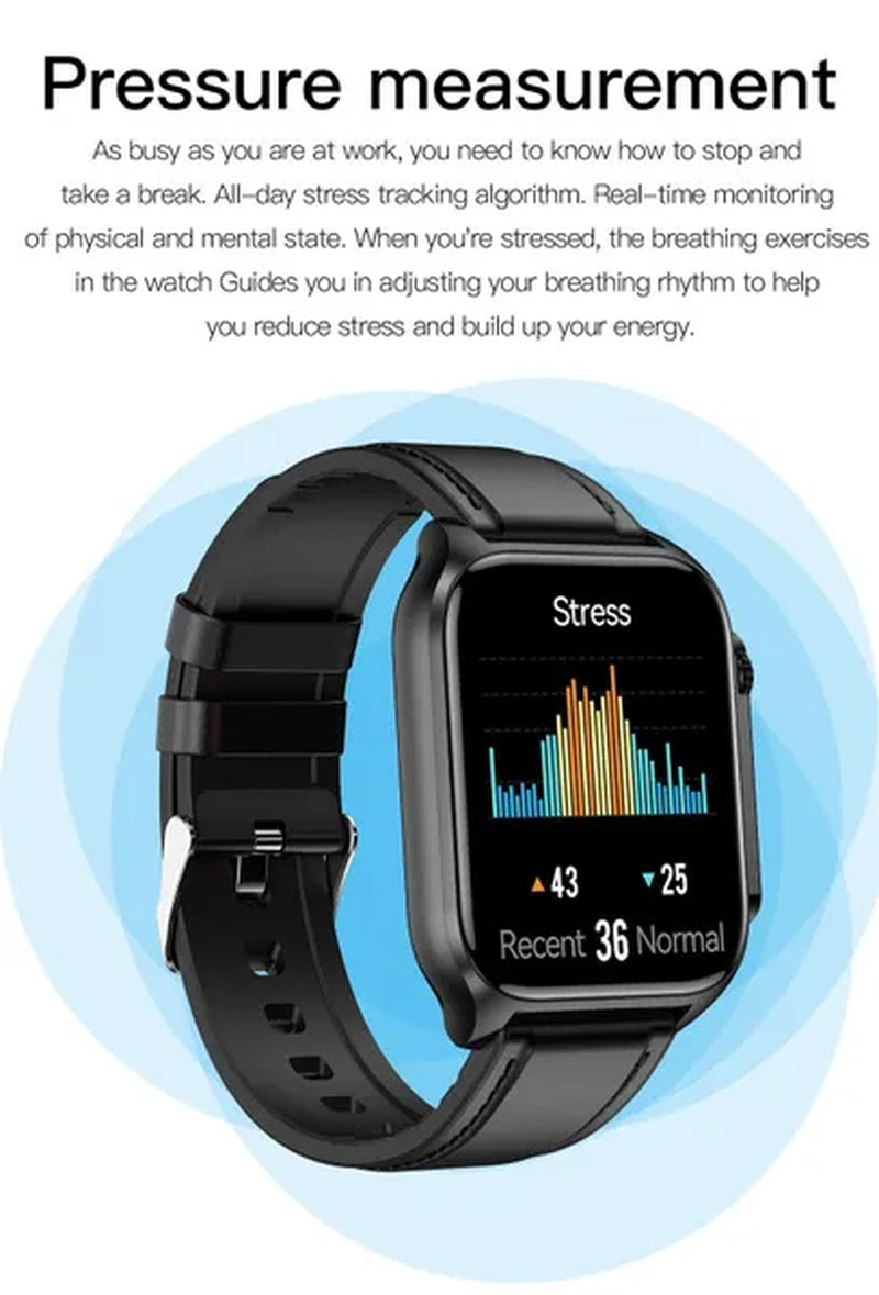 New ECG+PPG Bluetooth Call 1.96Inch Smart Watch Men Blood Sugar Pressure Health Heart Rate Fitness Man Sport Smartwatch for Ios Android