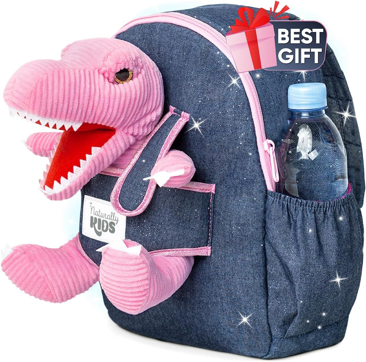 Dinosaur Backpack for Kids 3-5, Toddler Backpack for Boys with Detachable Dinosaur Toy with Pockets and Reflective Logo Patch