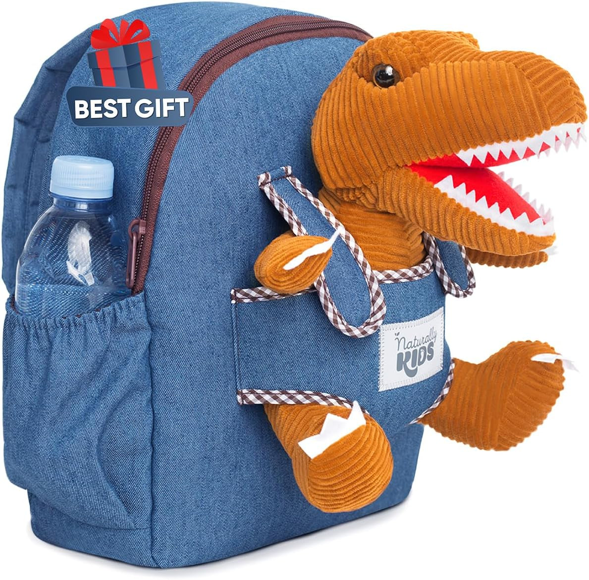 Dinosaur Backpack for Kids 3-5, Toddler Backpack for Boys with Detachable Dinosaur Toy with Pockets and Reflective Logo Patch