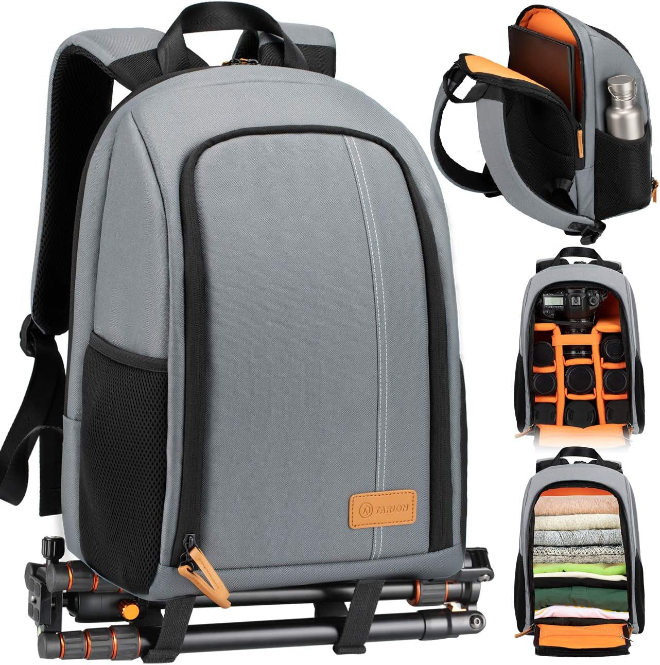 Camera Backpack Waterproof Camera Bag Large Capacity Camera Case Photography Backpack with 15In Laptop Compartment Rain Cover for Men Women Photographer DSLR SLR Cameras Lens Tripod Black TB-02
