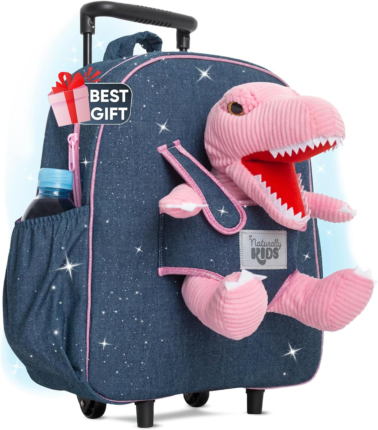 Dinosaur Backpack for Kids 3-5, Toddler Backpack for Boys with Detachable Dinosaur Toy with Pockets and Reflective Logo Patch