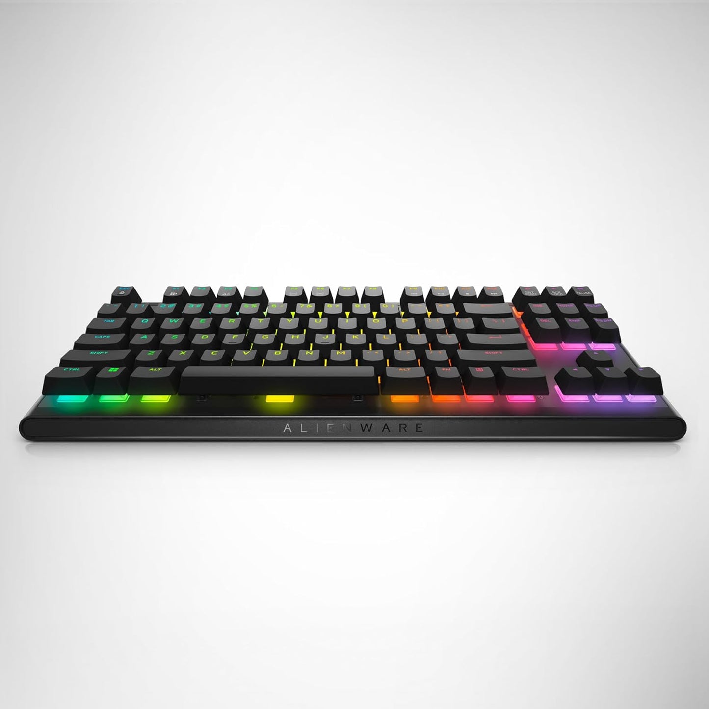 Low-Profile RGB Gaming Keyboard AW510K, Alienfx per Key RGB LED Color Backlighting, Media CONTROLS & USB Passthrough, Cherry MX Low Profile Red Switches