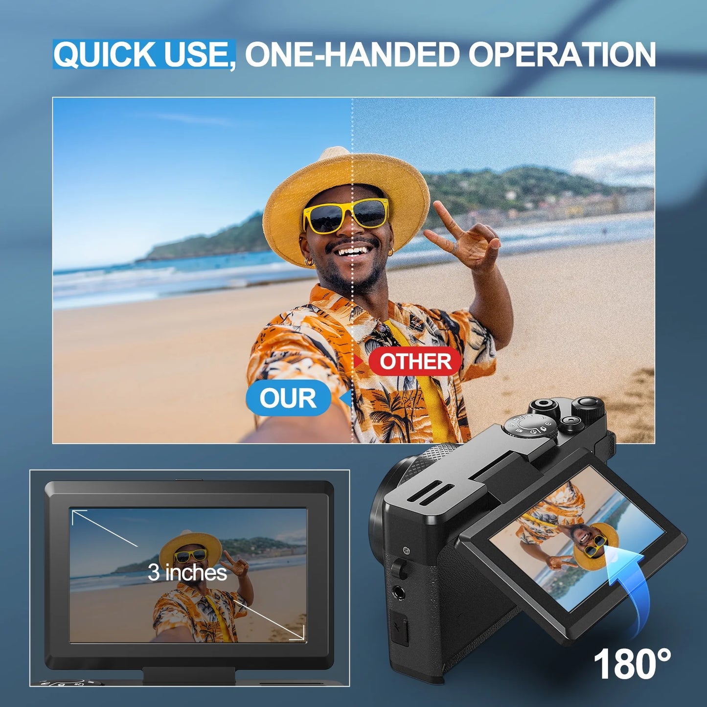 Digital Camera 4K 56MP Cameras for Photography for Youtube with 32GB SD Card