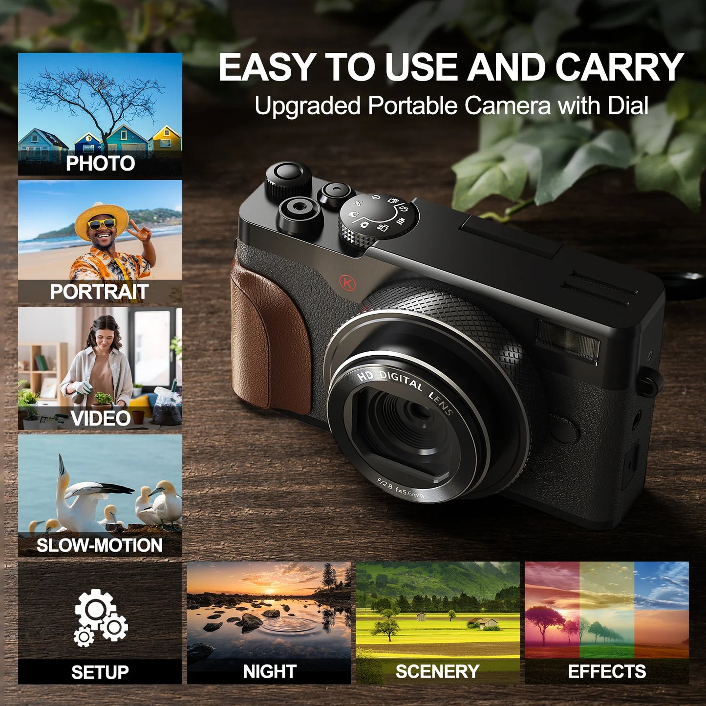 Digital Camera 4K 56MP Cameras for Photography for Youtube with 32GB SD Card
