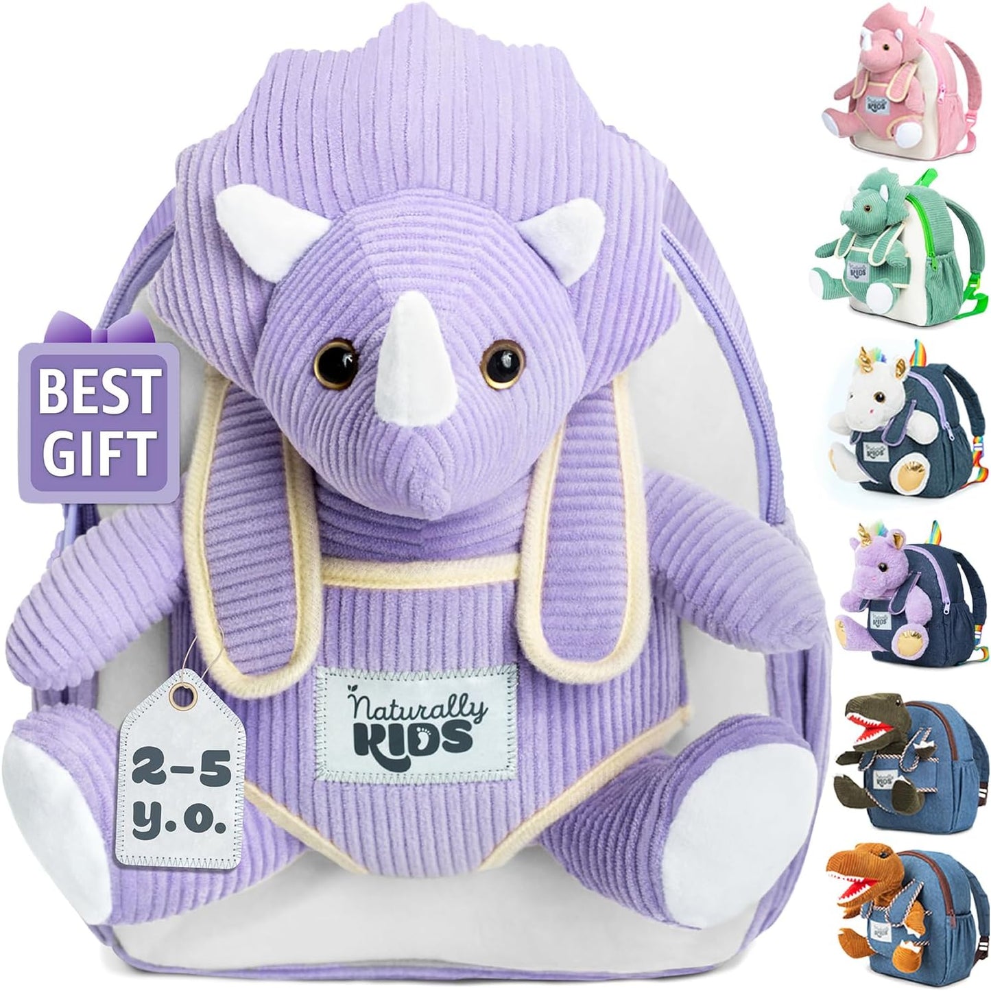 Dinosaur Backpack for Kids 3-5, Toddler Backpack for Boys with Detachable Dinosaur Toy with Pockets and Reflective Logo Patch