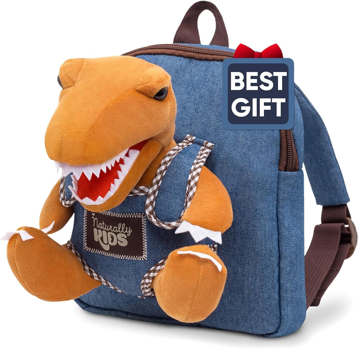 Dinosaur Backpack for Kids 3-5, Toddler Backpack for Boys with Detachable Dinosaur Toy with Pockets and Reflective Logo Patch