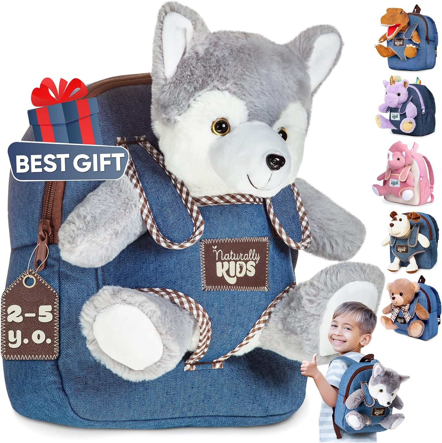 Dinosaur Backpack for Kids 3-5, Toddler Backpack for Boys with Detachable Dinosaur Toy with Pockets and Reflective Logo Patch
