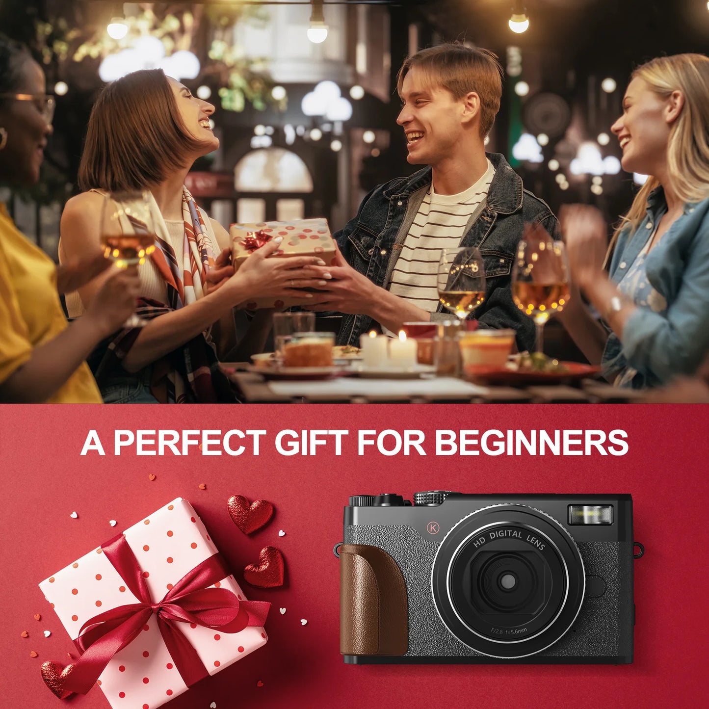 Digital Camera 4K 56MP Cameras for Photography for Youtube with 32GB SD Card