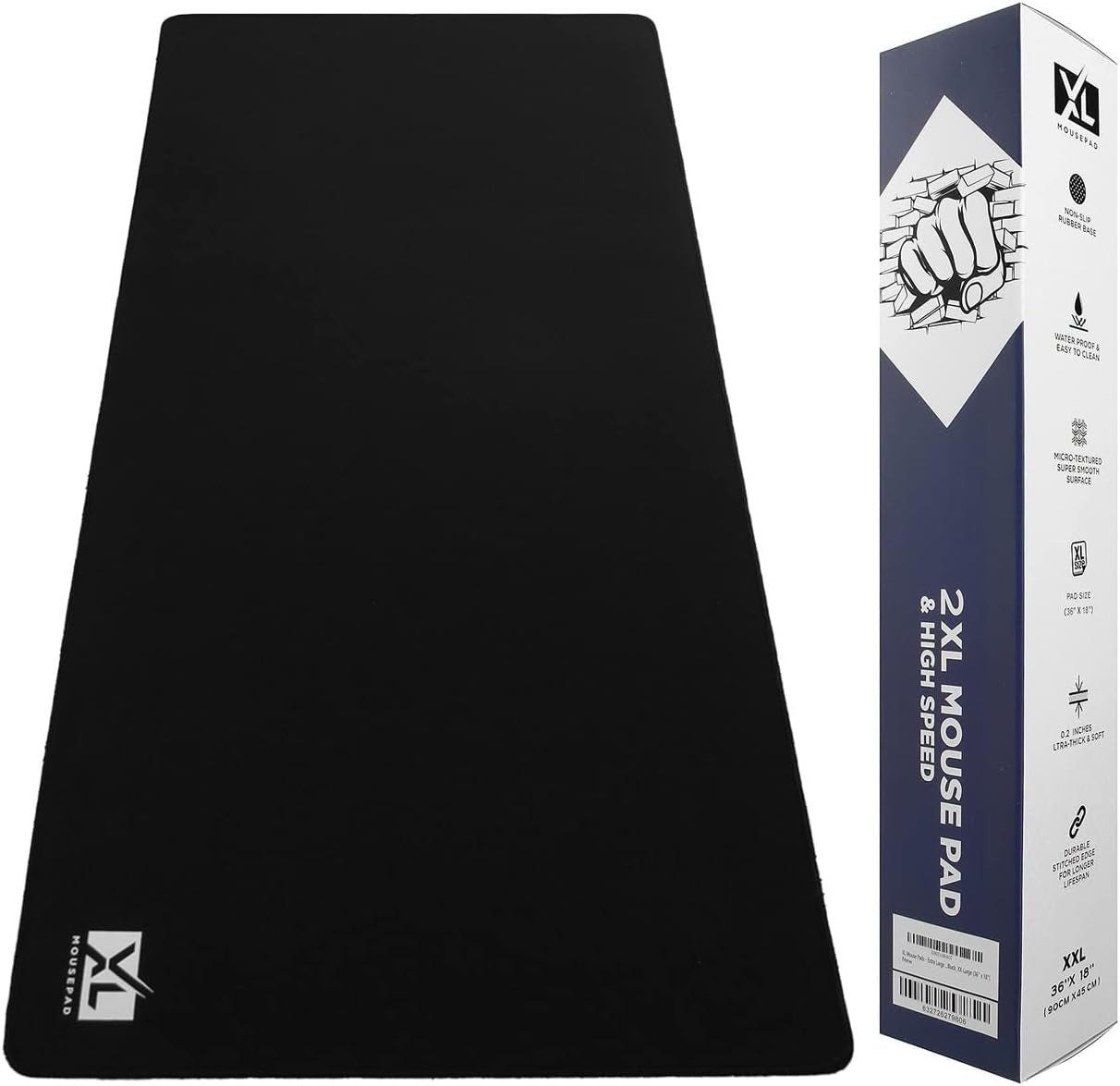 3XL Huge Mouse Pads Oversized (48''X24'') - Extra Large Gaming XXXL Mousepad for Full Desk - Super Thick Nonslip Rubber Base and Waterproof Desktop Keyboard Extended Mouse Mat (Black, Xxx-Large)