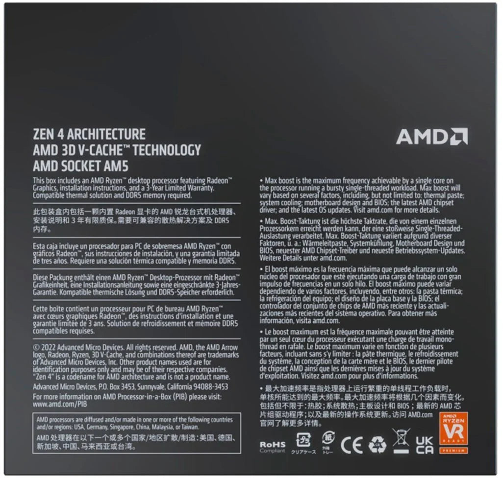 Ryzen 7 7800X3D - Ryzen 7 7000 Series 8-Core Socket AM5 120W Radeon Graphics Desktop Processor - 100-100000910WOF