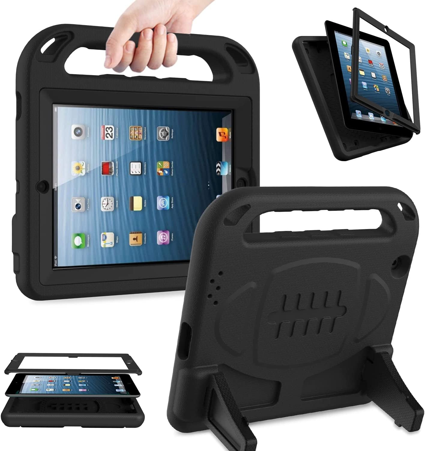 Kids Case for Ipad 2 3 4 Generation (Old Model)- Built-In Screen Protector, Shockproof Handle Stand Kids Friendly Compatible with Ipad 2Nd 3Rd 4Th Generation (Blue)