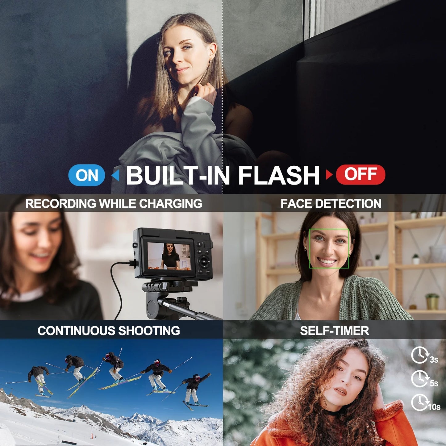 Digital Camera 4K 56MP Cameras for Photography for Youtube with 32GB SD Card