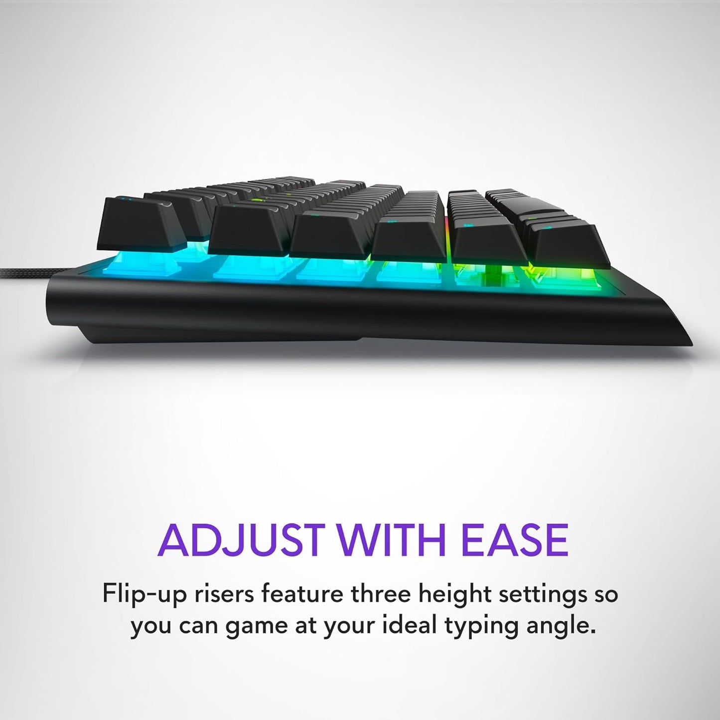 Low-Profile RGB Gaming Keyboard AW510K, Alienfx per Key RGB LED Color Backlighting, Media CONTROLS & USB Passthrough, Cherry MX Low Profile Red Switches