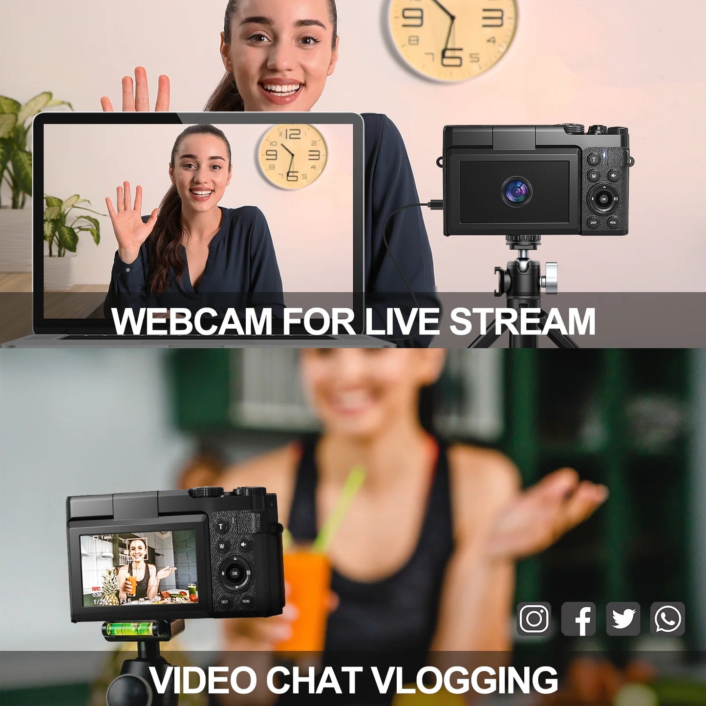 Digital Camera 4K 56MP Cameras for Photography for Youtube with 32GB SD Card