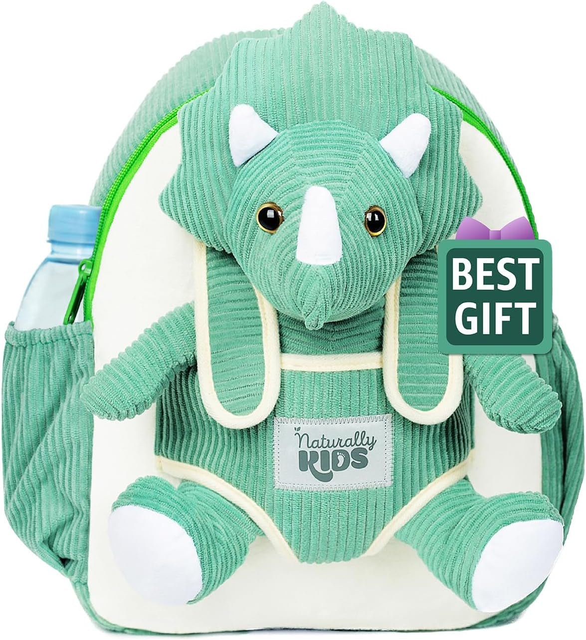 Dinosaur Backpack for Kids 3-5, Toddler Backpack for Boys with Detachable Dinosaur Toy with Pockets and Reflective Logo Patch