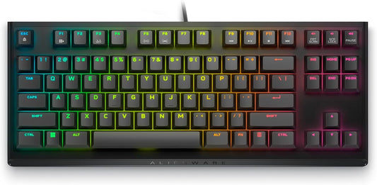 Low-Profile RGB Gaming Keyboard AW510K, Alienfx per Key RGB LED Color Backlighting, Media CONTROLS & USB Passthrough, Cherry MX Low Profile Red Switches