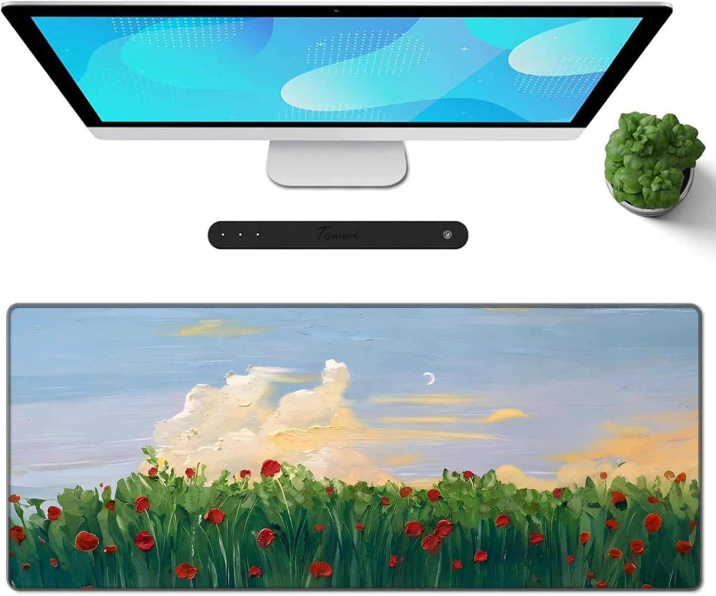 Gaming Mouse Pad XXL XL Large Long Extended Big Mousepad Non-Slip Rubber Keyboard Mouse Pad with Stitched Edges for Laptop Home Office (31.5X11.8X0.08 Inch) … (Anime Sky)