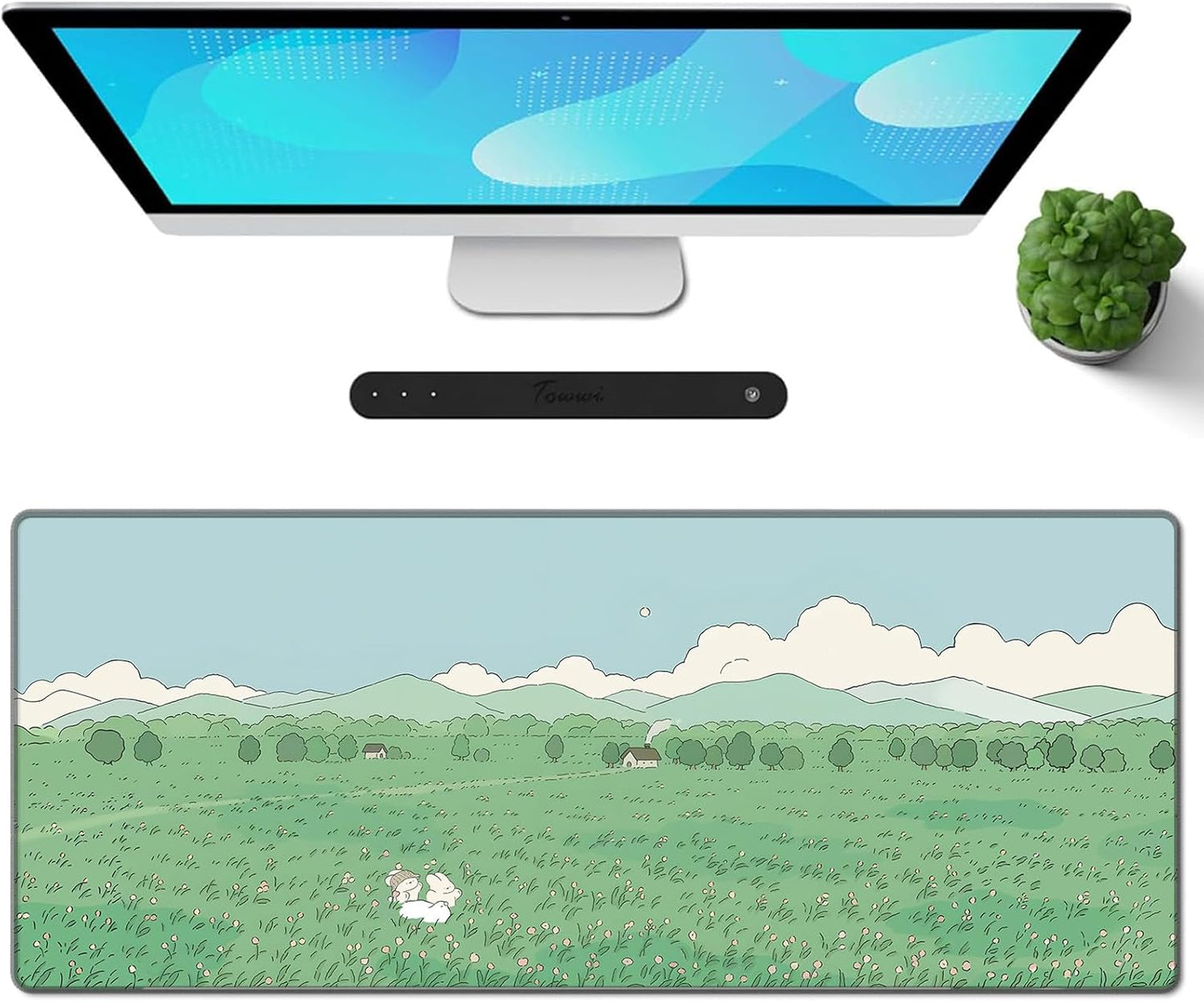 Gaming Mouse Pad XXL XL Large Long Extended Big Mousepad Non-Slip Rubber Keyboard Mouse Pad with Stitched Edges for Laptop Home Office (31.5X11.8X0.08 Inch) … (Anime Sky)