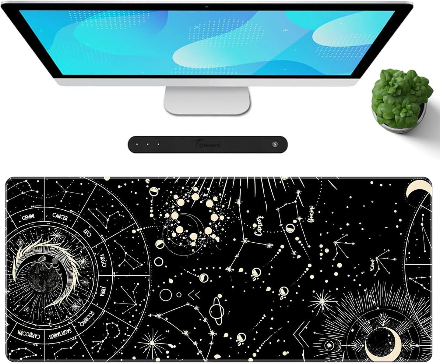 Gaming Mouse Pad XXL XL Large Long Extended Big Mousepad Non-Slip Rubber Keyboard Mouse Pad with Stitched Edges for Laptop Home Office (31.5X11.8X0.08 Inch) … (Anime Sky)