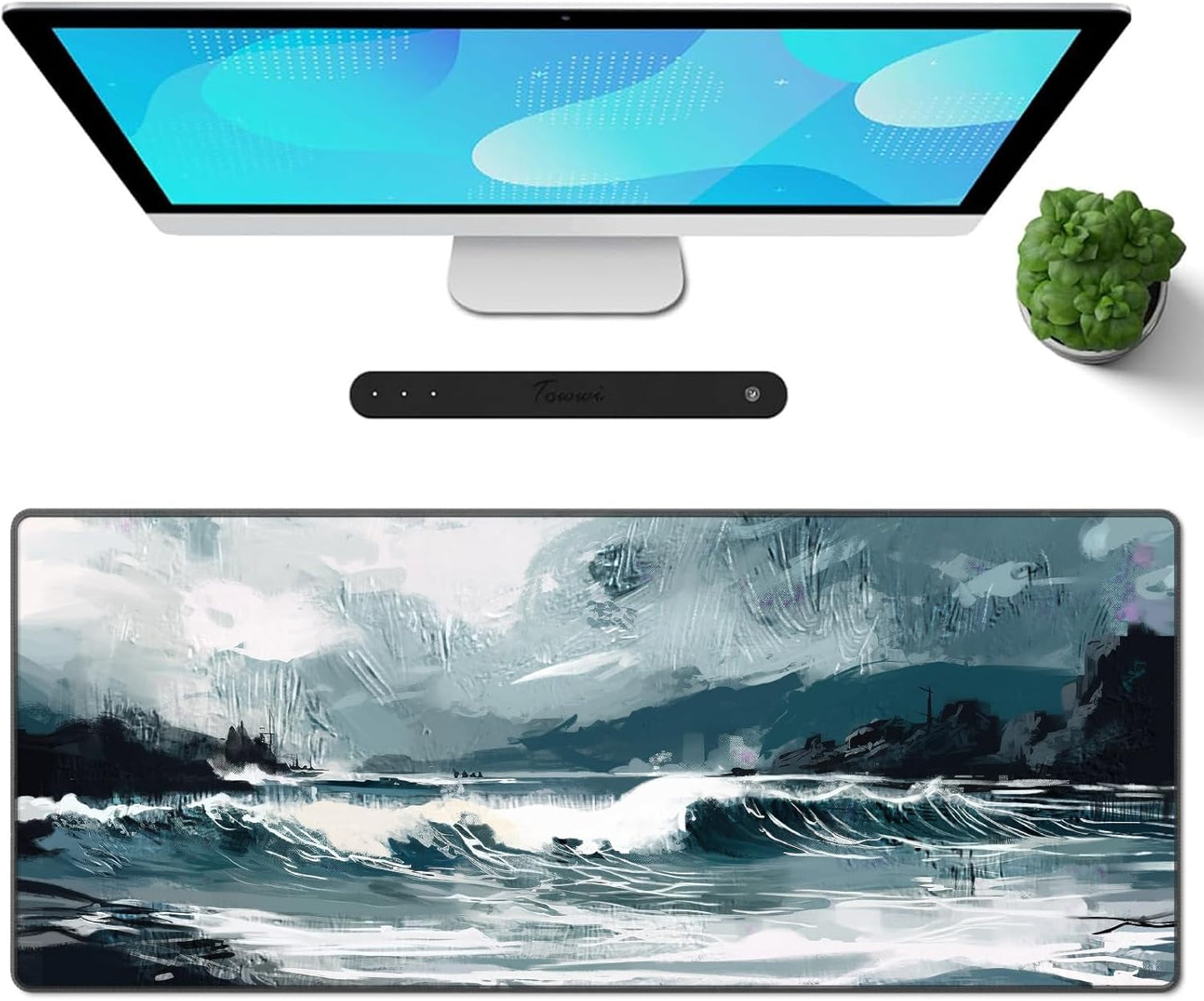 Gaming Mouse Pad XXL XL Large Long Extended Big Mousepad Non-Slip Rubber Keyboard Mouse Pad with Stitched Edges for Laptop Home Office (31.5X11.8X0.08 Inch) … (Anime Sky)