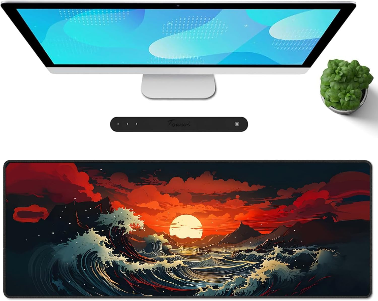 Gaming Mouse Pad XXL XL Large Long Extended Big Mousepad Non-Slip Rubber Keyboard Mouse Pad with Stitched Edges for Laptop Home Office (31.5X11.8X0.08 Inch) … (Anime Sky)