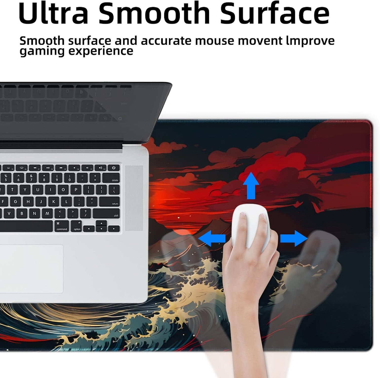 Gaming Mouse Pad XXL XL Large Long Extended Big Mousepad Non-Slip Rubber Keyboard Mouse Pad with Stitched Edges for Laptop Home Office (31.5X11.8X0.08 Inch) … (Anime Sky)