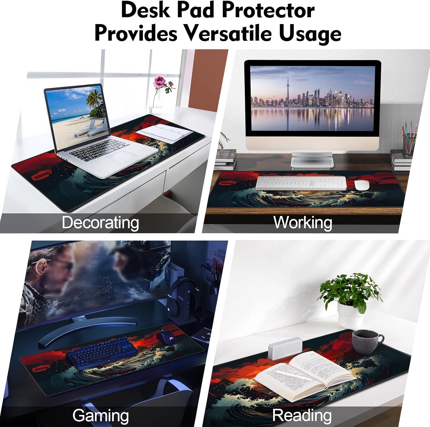 Gaming Mouse Pad XXL XL Large Long Extended Big Mousepad Non-Slip Rubber Keyboard Mouse Pad with Stitched Edges for Laptop Home Office (31.5X11.8X0.08 Inch) … (Anime Sky)