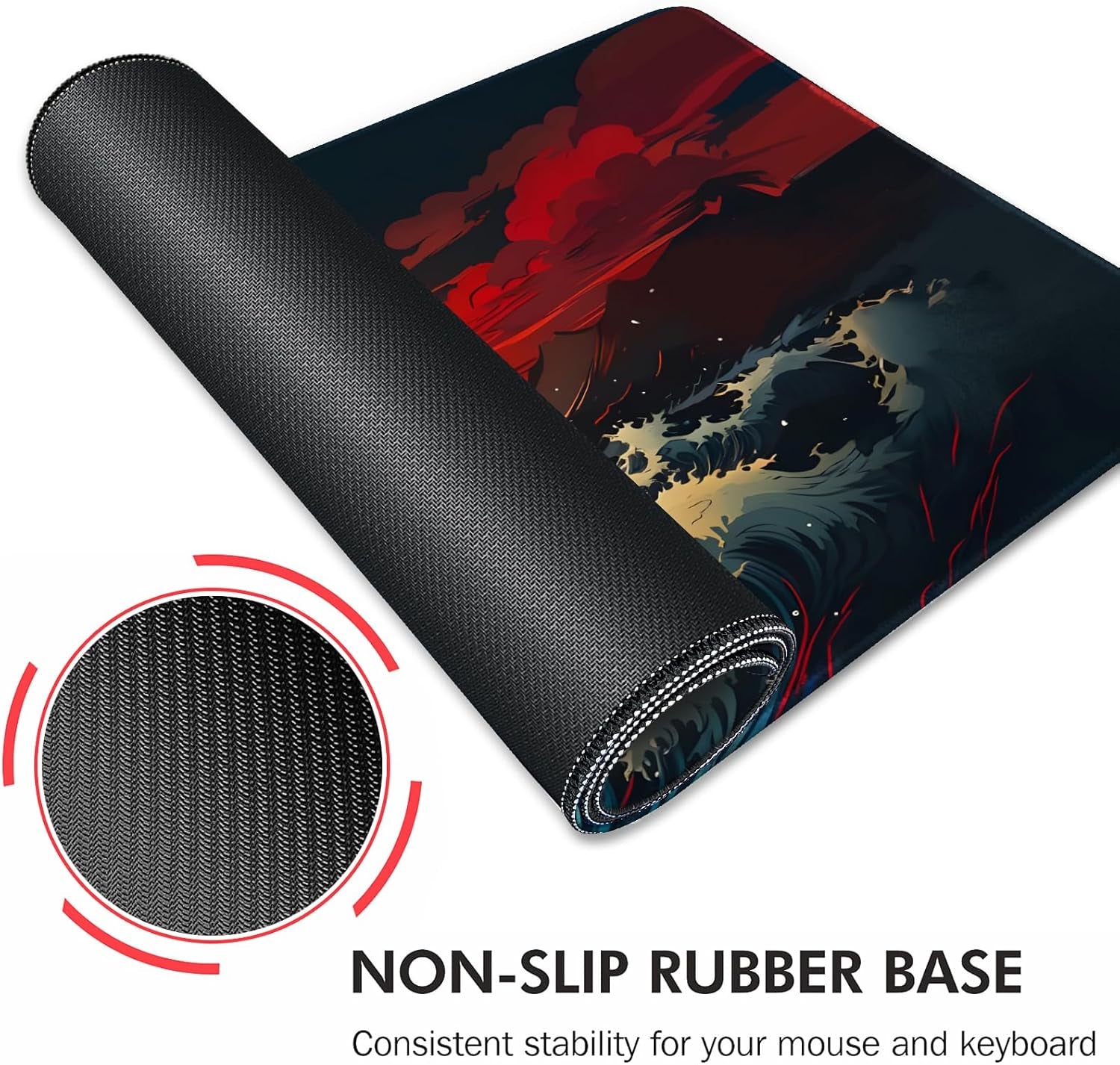 Gaming Mouse Pad XXL XL Large Long Extended Big Mousepad Non-Slip Rubber Keyboard Mouse Pad with Stitched Edges for Laptop Home Office (31.5X11.8X0.08 Inch) … (Anime Sky)