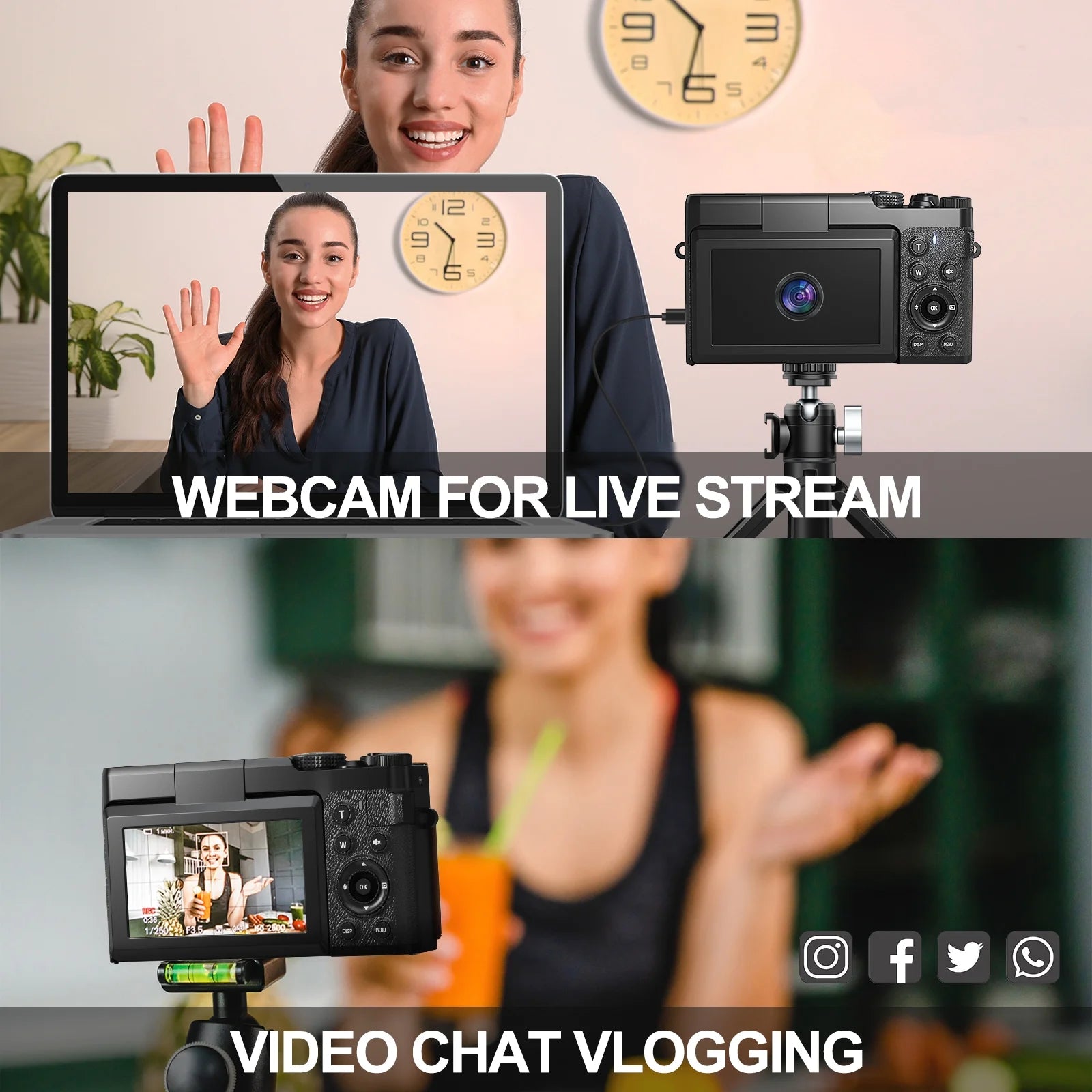 Digital Camera 4K 56MP Cameras for Photography for Youtube with 32GB SD Card