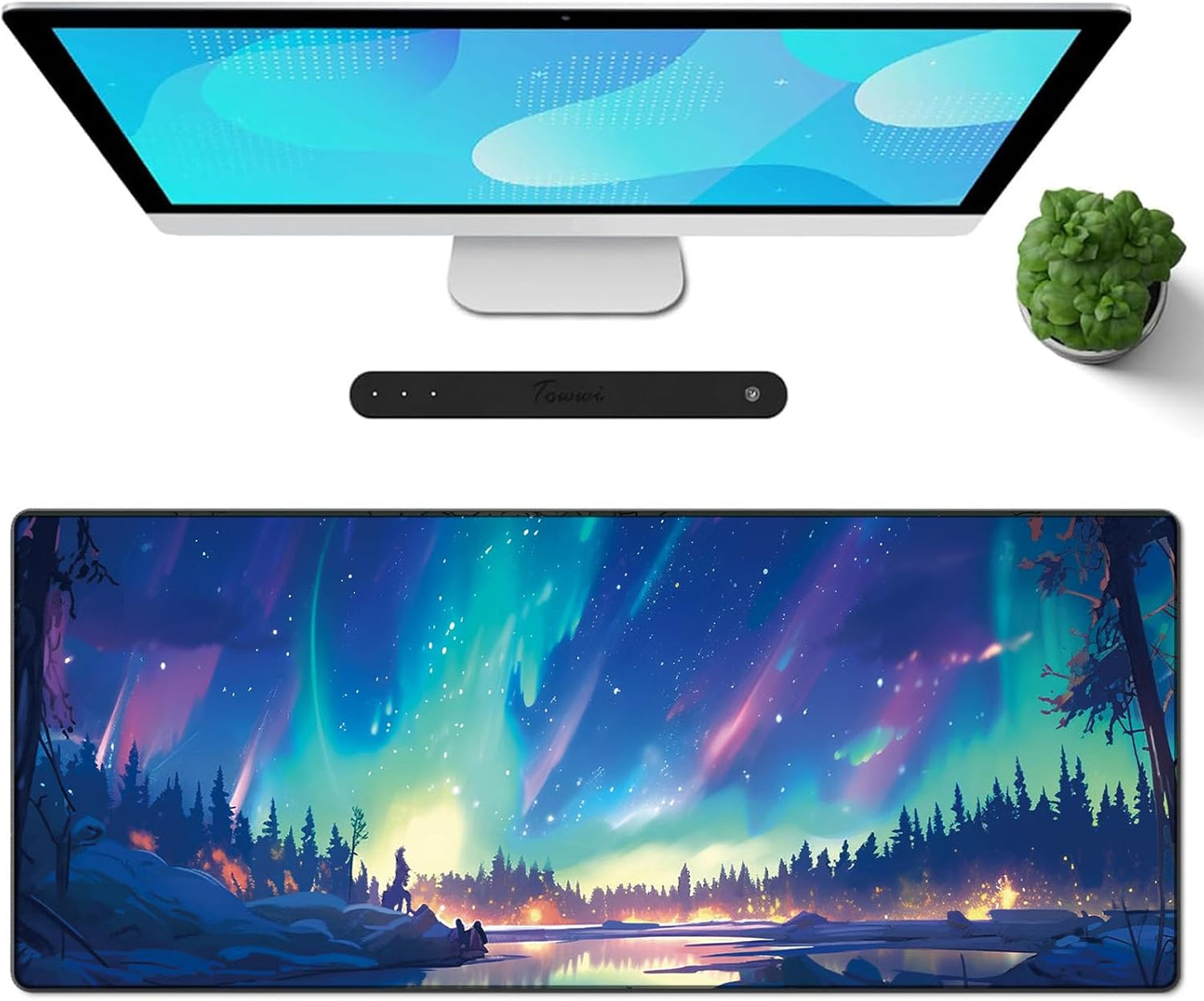Gaming Mouse Pad XXL XL Large Long Extended Big Mousepad Non-Slip Rubber Keyboard Mouse Pad with Stitched Edges for Laptop Home Office (31.5X11.8X0.08 Inch) … (Anime Sky)